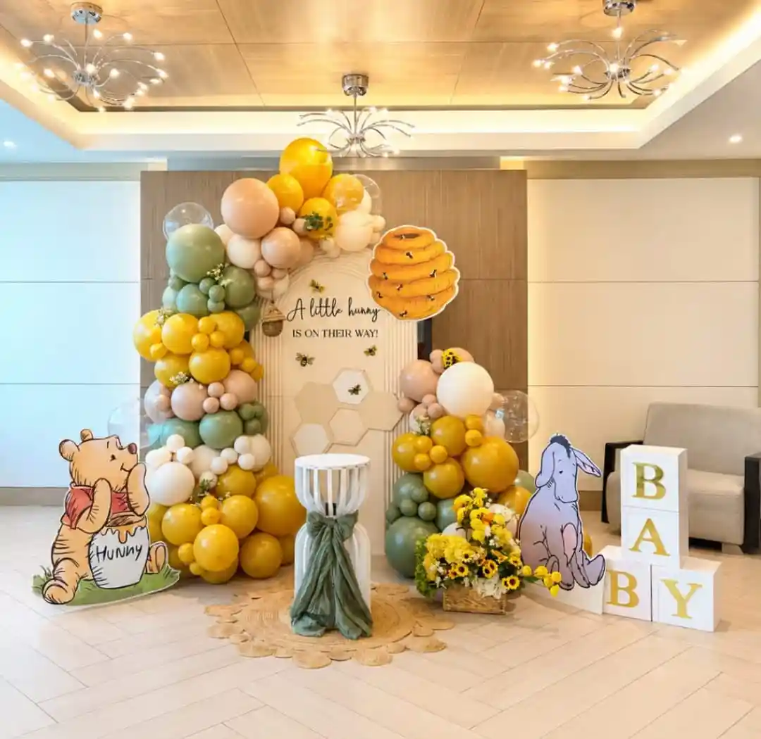 Winnie the Pooh Honey Bee Baby Shower Setup